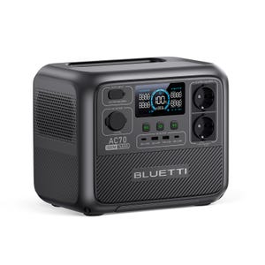 BLUETTI Générateur Électrique Portable AC70, 768Wh 1000W LiFePO4 Batterie de Secours pour Voyage d'hiver