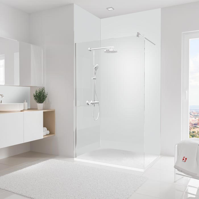 Schulte Pack de 2 panneaux muraux, 90 x 255 cm + 120 x 255 cm, revêtement pour douche et salle de bains, DécoDesign COULEUR, Blanc