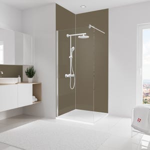 Schulte Pack de 2 panneaux muraux, 90x255cm, revêtement pour douche et salle de bains, DécoDesign COULEUR, Taupe