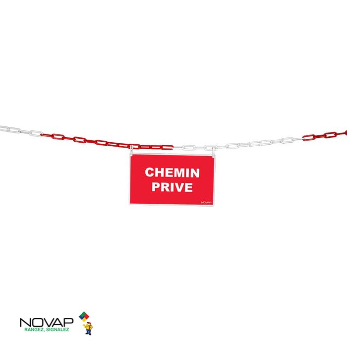 Kit de délimitation chaîne 5m rouge/blanc et panneau chemin privé - 1365025