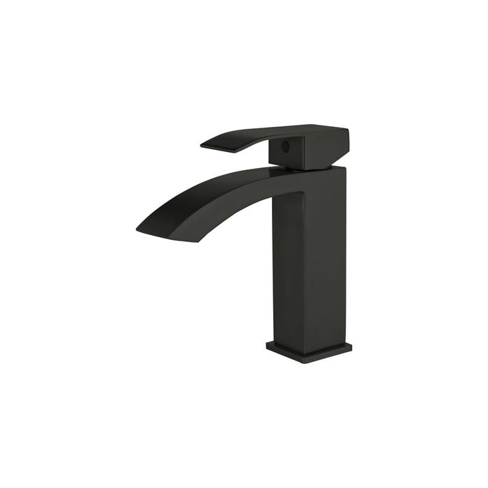 Robinet salle de bain Mitigeur lavabo CABERNET en acier inoxydable couleur noire 4,2 x 15 x 15 cm