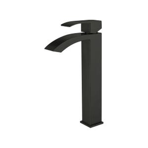 Robinet salle de bain Mitigeur lavabo haut CABERNET couleur noire en acier inoxydable 4,2 x 32 x 15 cm