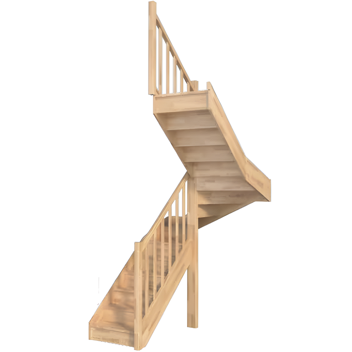 Escalier quart tournant OLEA - E - Double quart tournant - Escalier fermé - à gauche - 1 main courante