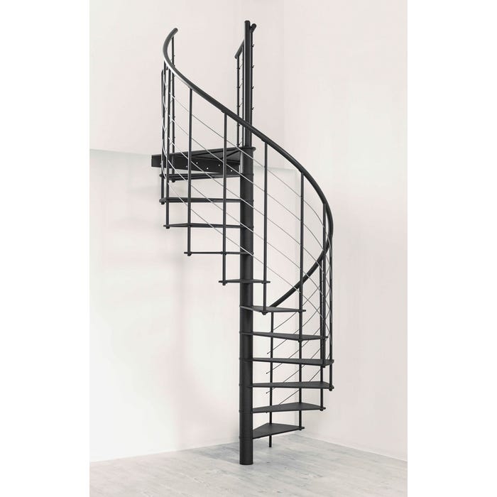 Escalier en colimaçon en métal MILANO - Main courante PVC - Hauteur maximale 300 cm