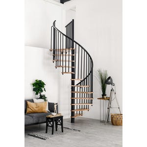 Escalier en colimaçon gain de place SPIRAL SMART - Diamètre 100cm - Hauteur 305 cm - Main courante PVC - Acier blanc
