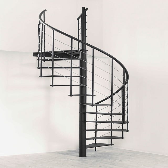 Escalier en colimaçon en métal MILANO - Main courante PVC - Hauteur maximale 300 cm
