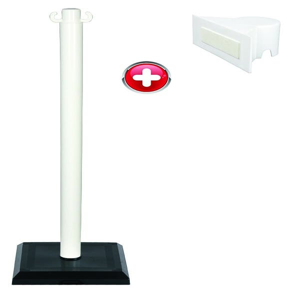 Poteau PVC Blanc sur socle lester 3kg avec support panneau - 2000079