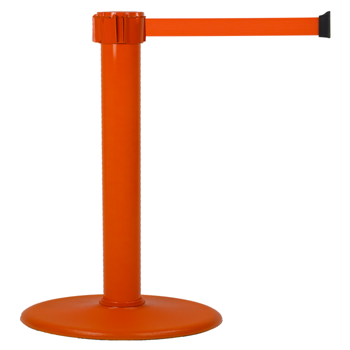 Poteau Alu Orange laqué à sangle Orange 4m x 50mm sur socle portable - 2053358