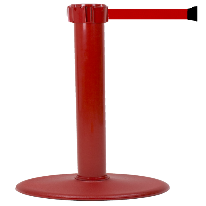 Poteau Alu Rouge laqué à sangle Rouge 4m x 50mm sur socle portable - 2053341
