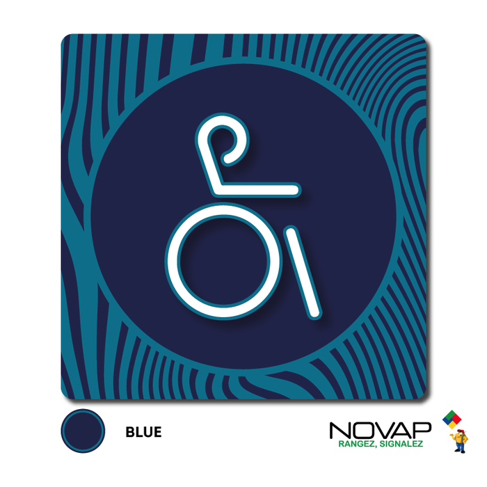 Plaquette Toilettes Handicapés - Design Bleu 90x90mm - 4340081