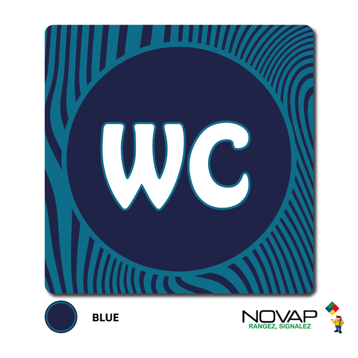 Plaquette WC - Design Bleu 90x90mm - 4340135