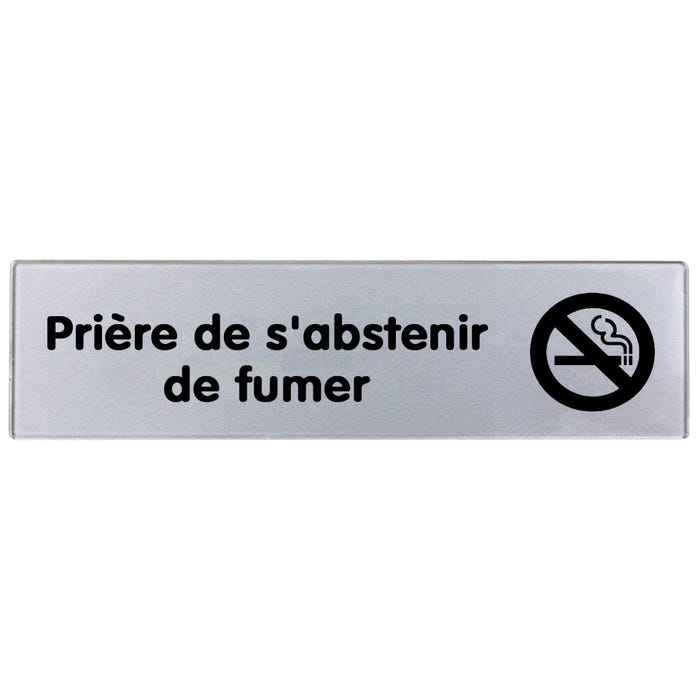 Plaquette Priére de s'abstenir de fumer - Plexiglas argent 170x45mm - 4320915