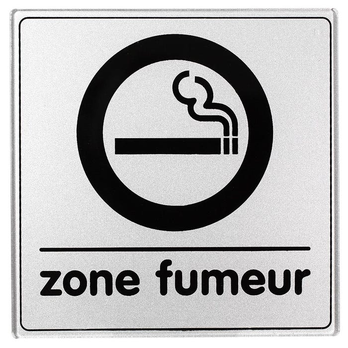 Plaquette Zone fumeur - Plexiglas argent 90x90mm - 4330303
