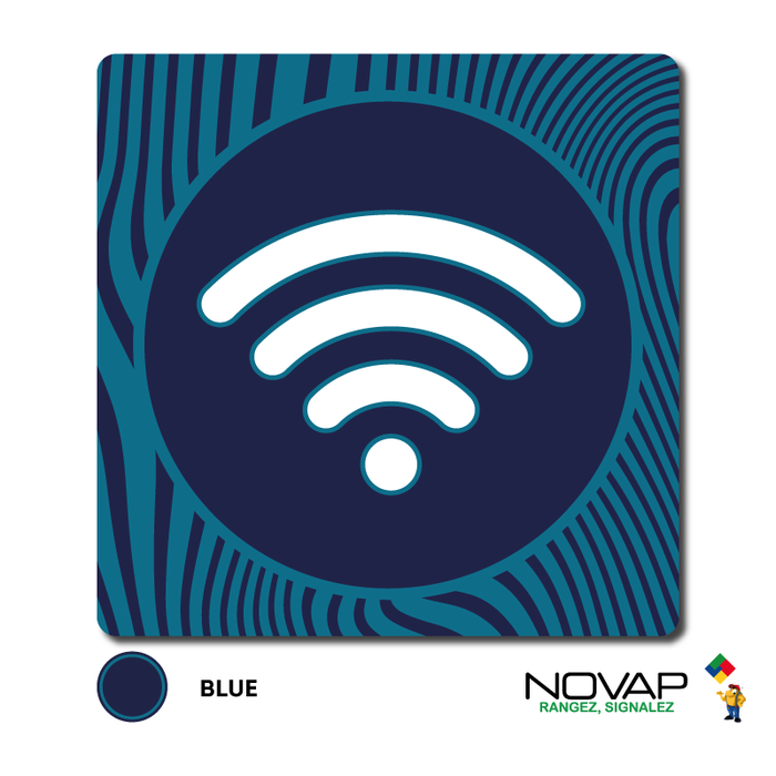 Plaquette Wifi - Design Bleu 90x90mm - 4340142