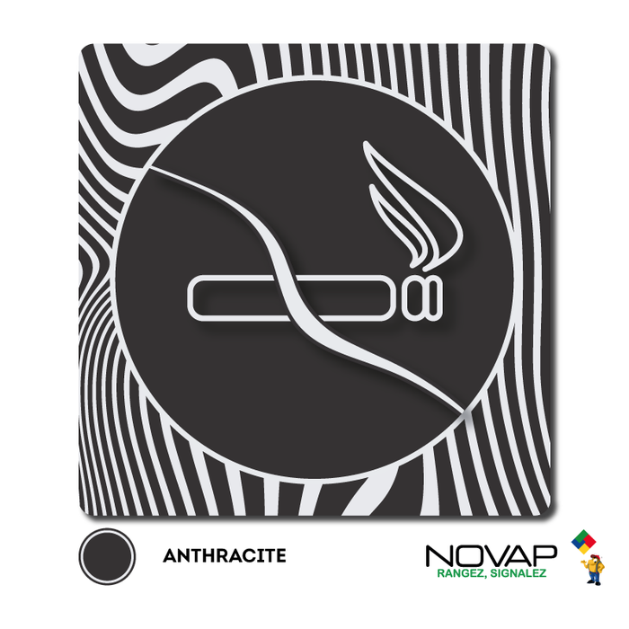 Plaquette Interdiction de fumer - Design Anthracite 90x90mm - 4330808