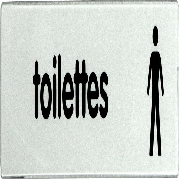 Plaquette Toilettes avec figurine homme - Plexiglas argent 170x45mm - 4322193