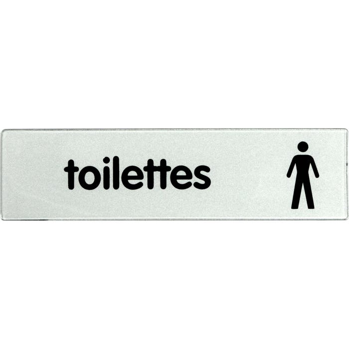 Plaquette Toilettes avec figurine homme - Plexiglas argent 170x45mm - 4322193