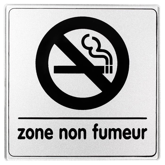 Plaquette Zone non fumeur - Plexiglas argent 90x90mm - 4330310