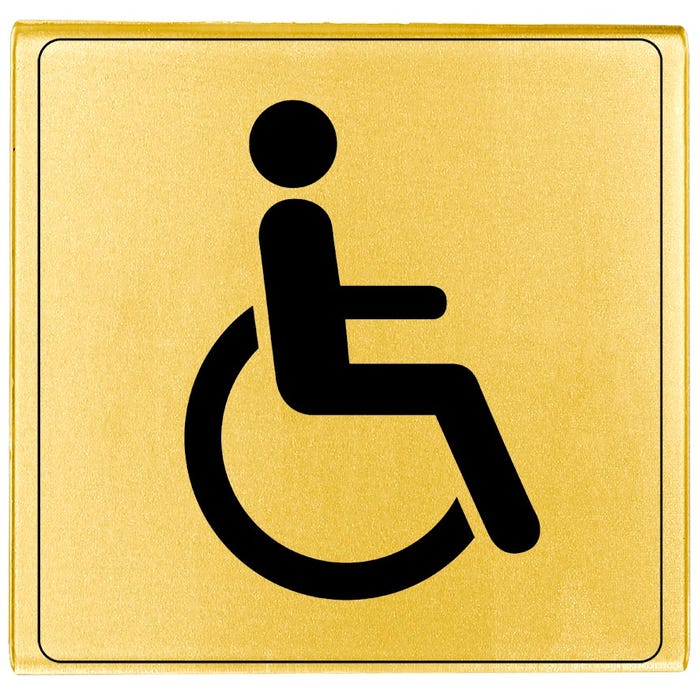 Plaquette WC handicapés - Plexiglas or 90x90mm - 4500270