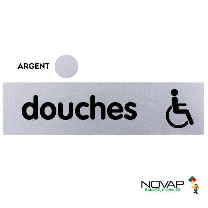 Plaquette douches handicapes - Plexiglas argent 170x45mm - 4320083