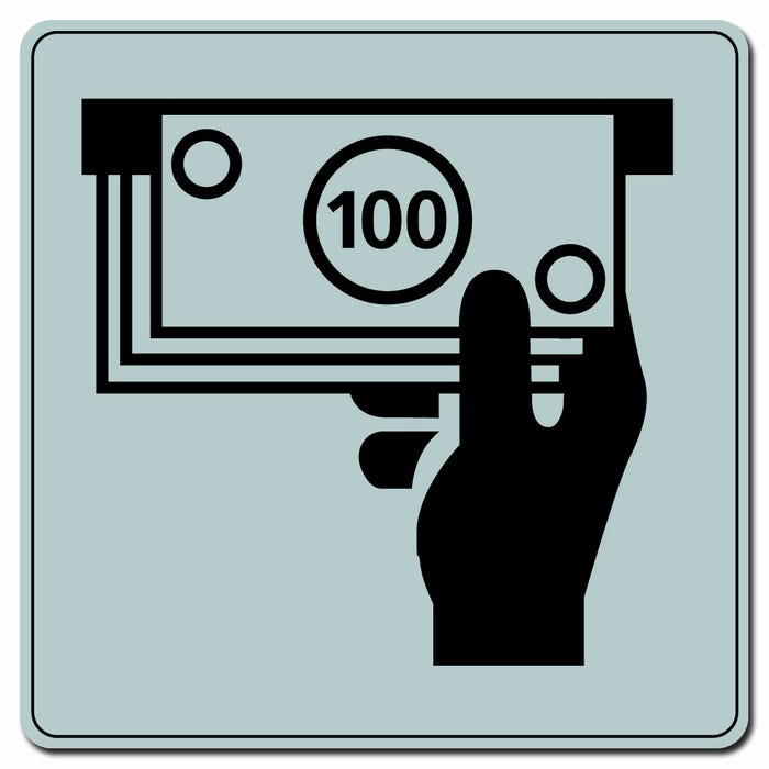 Plaquette Distributeur automatique de billets - Plexiglas argent 90x90mm - 4330464