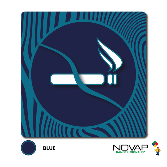 Plaquette interdiction de fumer - Design Bleu 90x90mm - 4340005