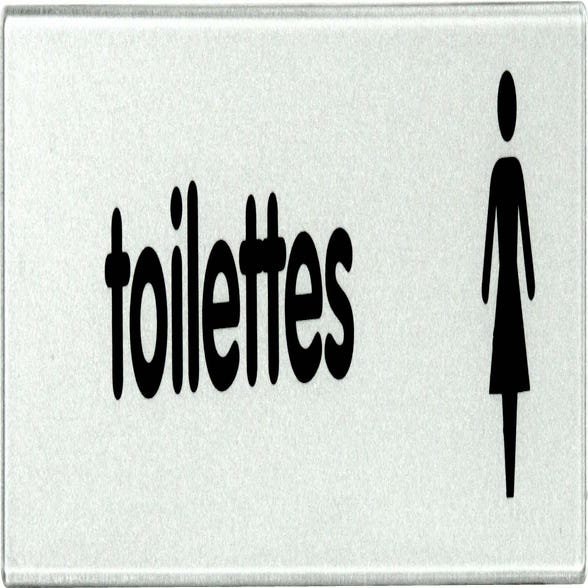 Plaquette Toilettes avec figurine dame - Plexiglas argent 170x45mm - 4322209