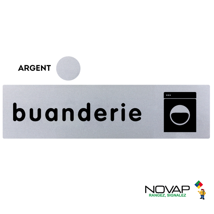 Plaquette Buanderie - Plexiglas argent 170x45mm - 4321400