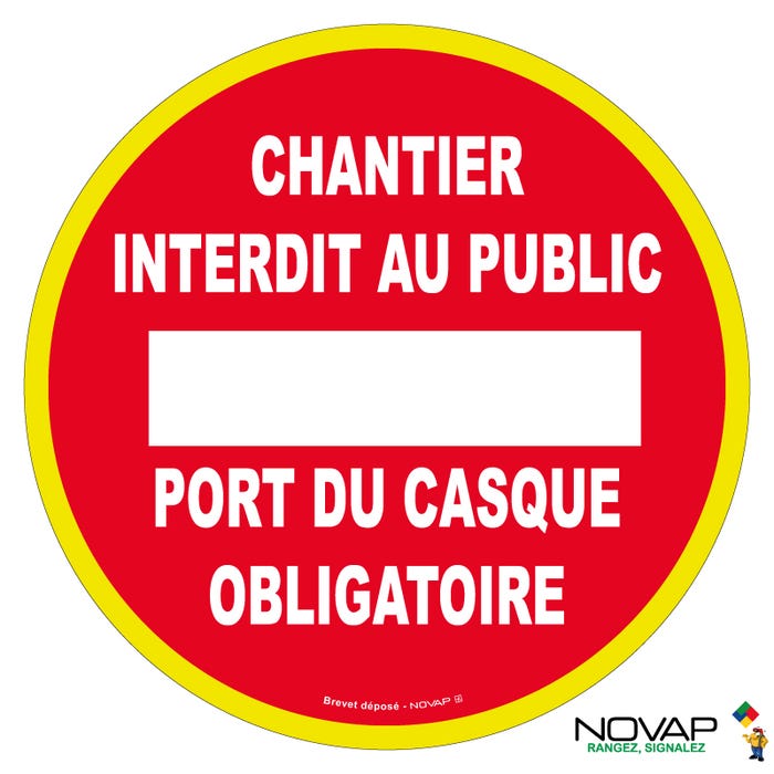 Panneau Chantier interdit au public - Port du casque obligatoire - haute visibilité - Ø 80mm - 4091471