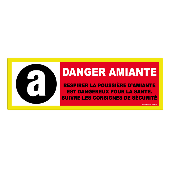 Panneau Danger amiante - haute visibilité - 450x150mm - 4090672