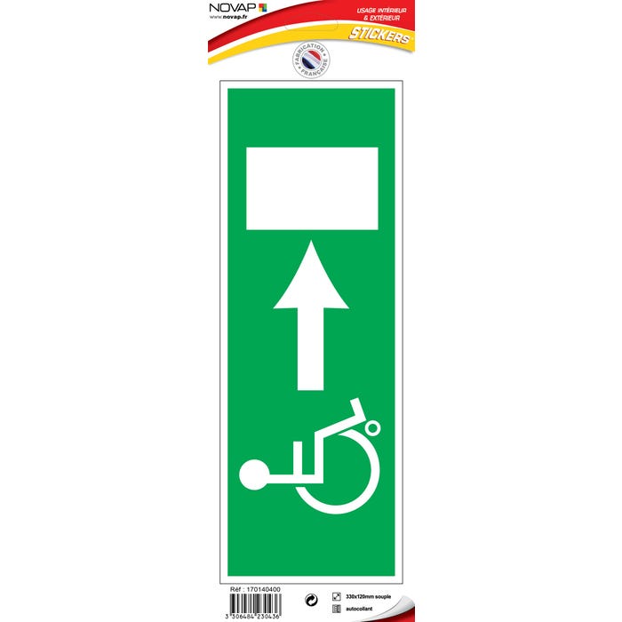 Panneau Sortie de secours handicapés à droite - Vinyle adhésif 330x120mm - 4230436