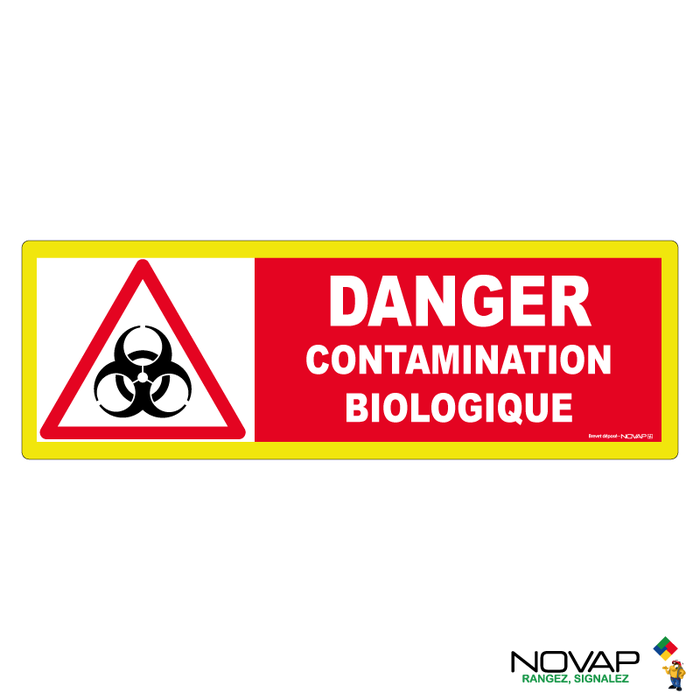 Panneau Danger contamination biologique - haute visibilité - 450x150mm - 4090788