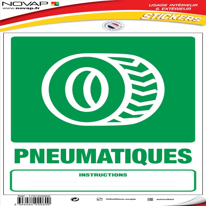 Panneau Dechets pneumatiques - Vinyle adhésif 330x200mm - 4000800