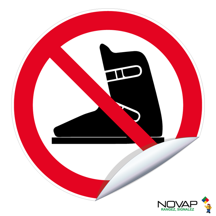 Panneau Chaussures de ski interdites - Vinyle adhésif Ø300mm - 4038131