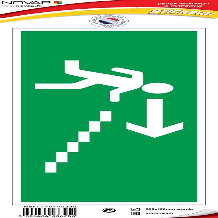 Panneau Escalier descente droite - Vinyle adhésif 330x120mm - 4036250