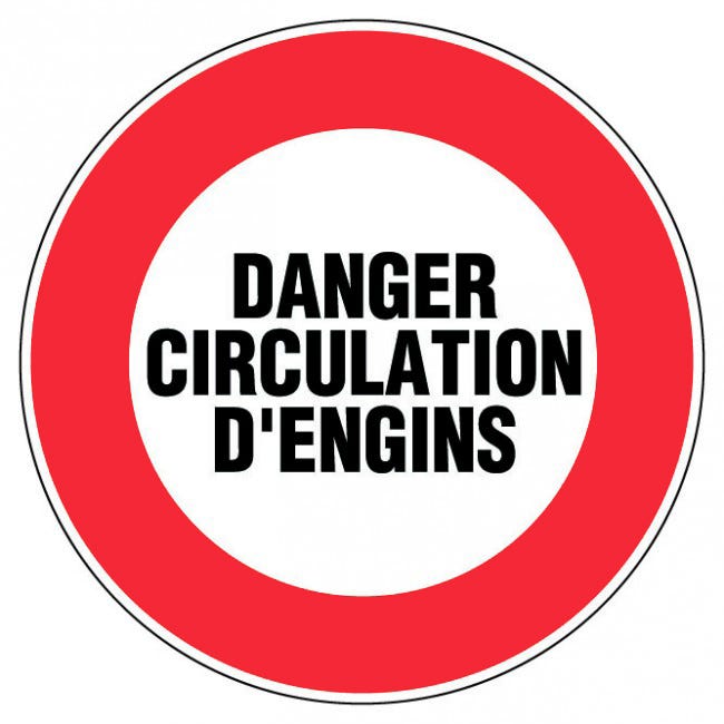 Panneau Danger circulation d'engins - Rigide Ø450mm - 4080048