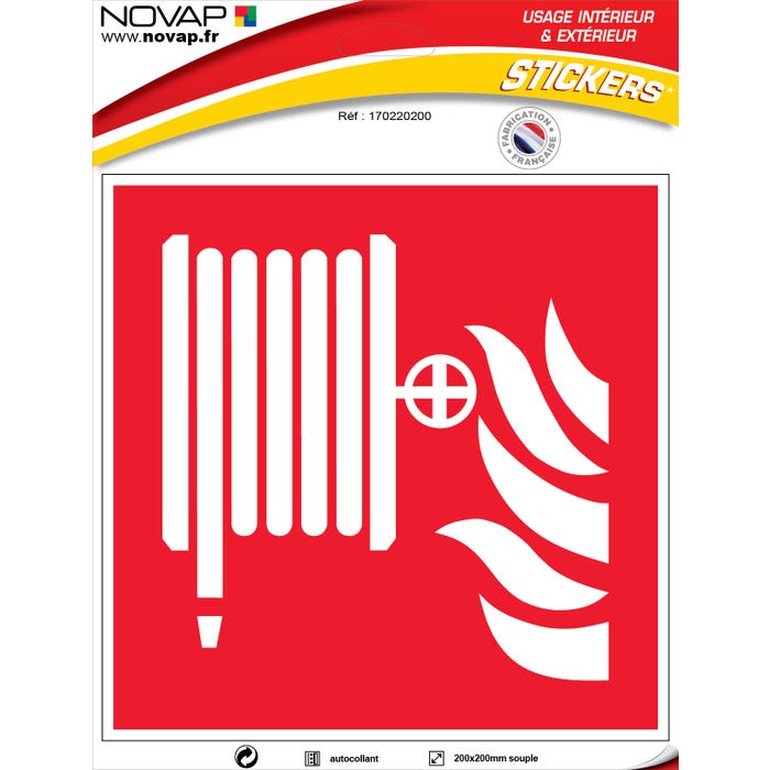 Panneau Robinet d'incendie armé - Vinyle adhésif 200x200mm - 4032429