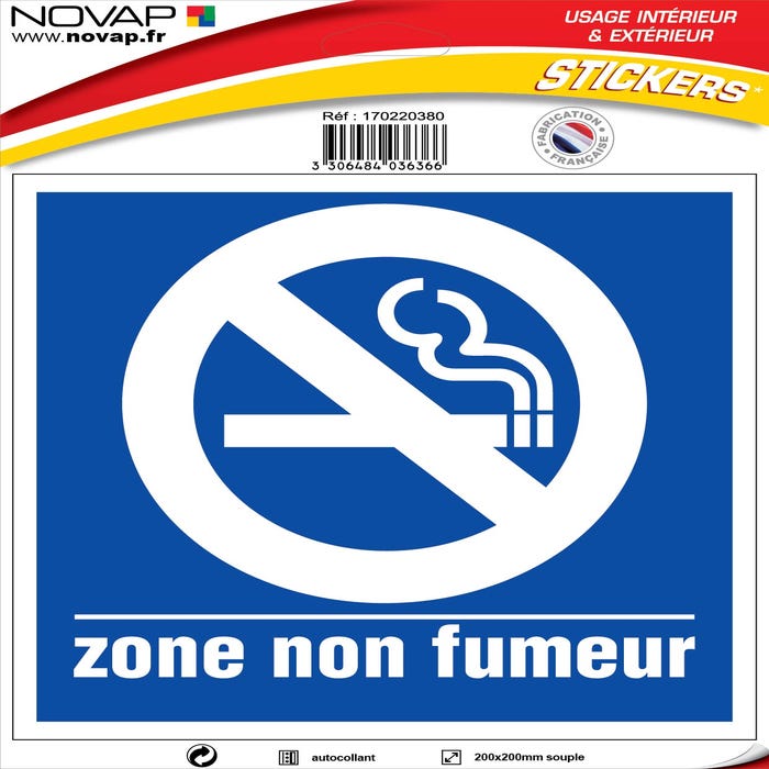 Panneau Zone non fumeur - Vinyle adhésif 200x200mm - 4036366