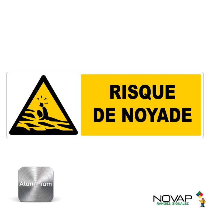 Panneau Risque de noyade - Alu 450x150mm - 4012582