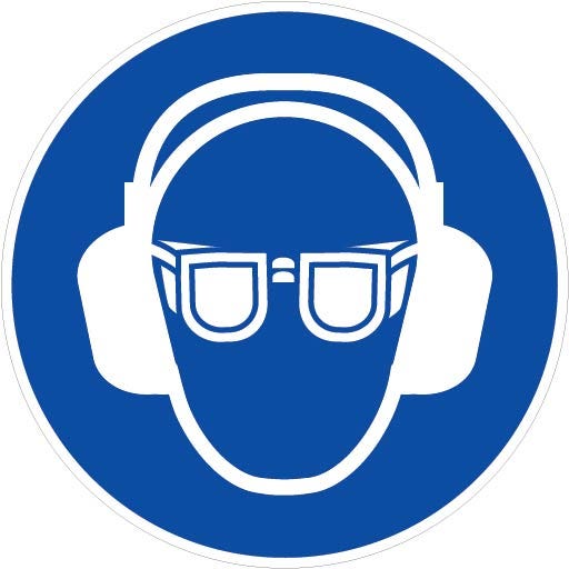 Panneau Obligation de porter des lunettes et un casque anti-bruit - Rigide Ø180mm - 4041377