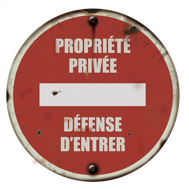 Panneau vintage Propriété privée défense d'entrer - Rigide Ø180mm - 4019079