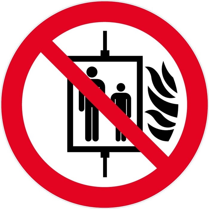 Panneau Interdiction d'utiliser l'ascenseur en cas d'incendie - Rigide Ø300mm - 4064321