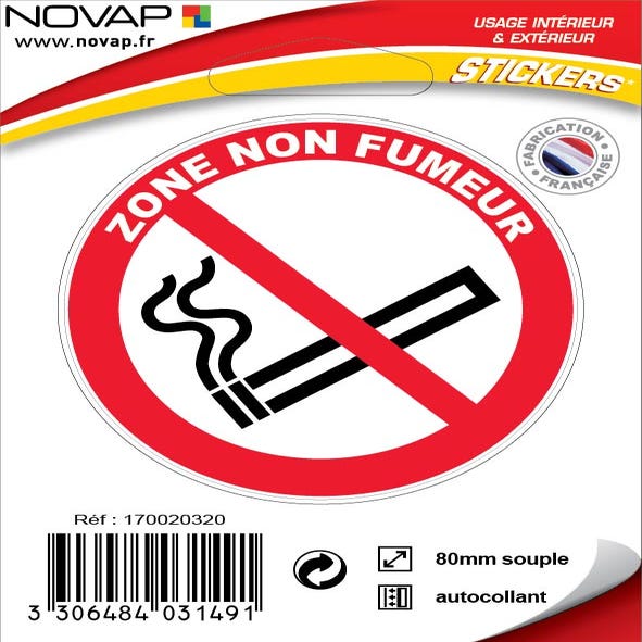 Panneau Zone non fumeur - Vinyle adhésif Ø80mm - 4031491