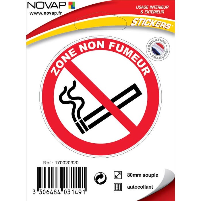Panneau Zone non fumeur - Vinyle adhésif Ø80mm - 4031491