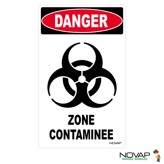 Panneau Danger zone contaminée - 200x330mm - 4161792