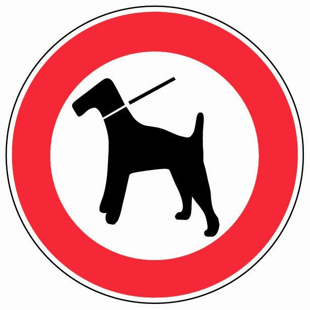 Panneau Interdit aux chiens même tenus en laisse - Rigide Ø180mm - 4041018