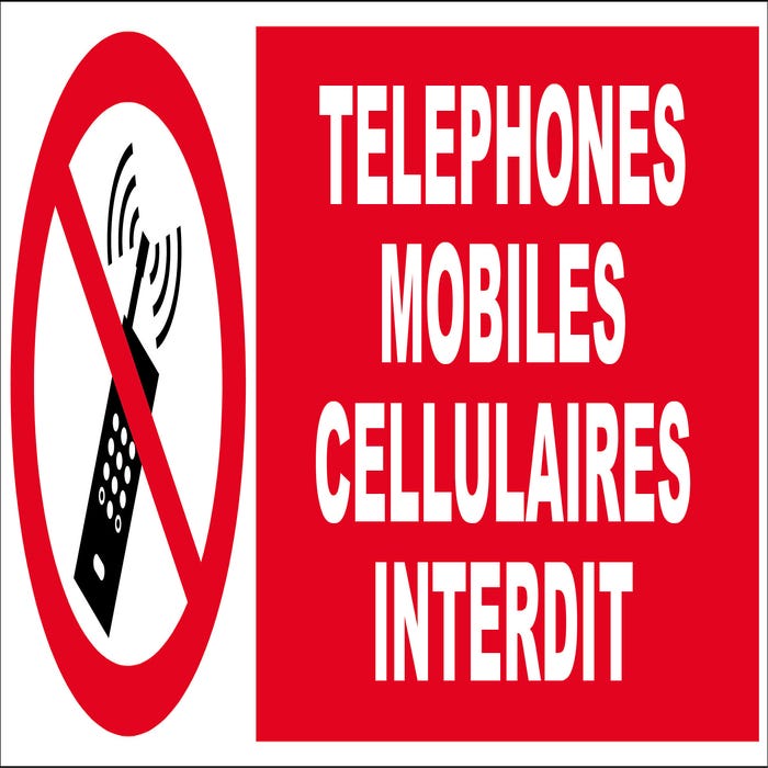Panneau Téléphones mobiles interdits - Rigide 450x150mm - 4030593