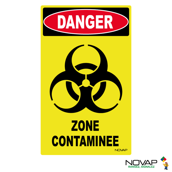 Panneau Danger Zone Contaminée - haute visibilité - 200x330mm - 4090849