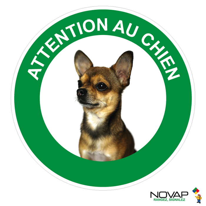 Panneau Attention au chien Chihuahua - Rigide Ø180mm - 4041568