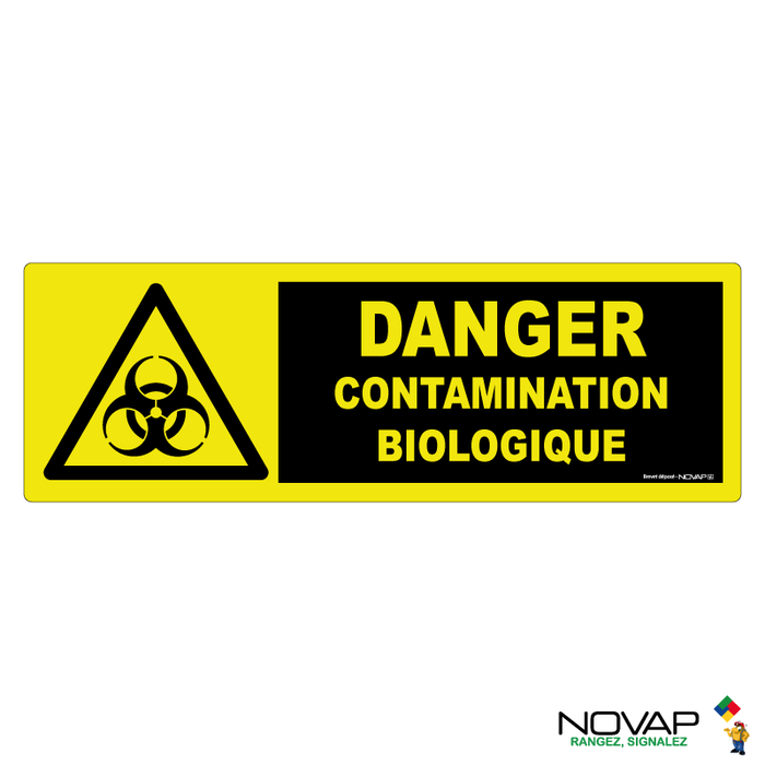 Panneau Danger contamination biologique - haute visibilité - 450x150mm - 4090771